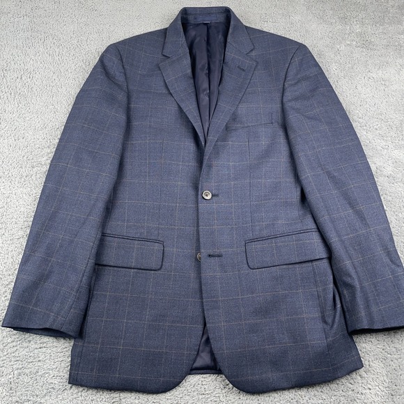 Jos. A. Bank Other - Jos A Bank Blazer Mens 36 Regular Blue Plaid Wool 1905 Tailored Fit Jacket Brrr